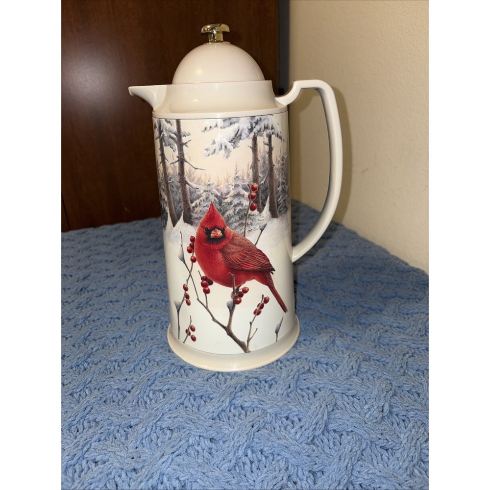 LENOX, Winter Greetings, Cardinal, Insulated Beverage, Carafe, Pitcher with Lid